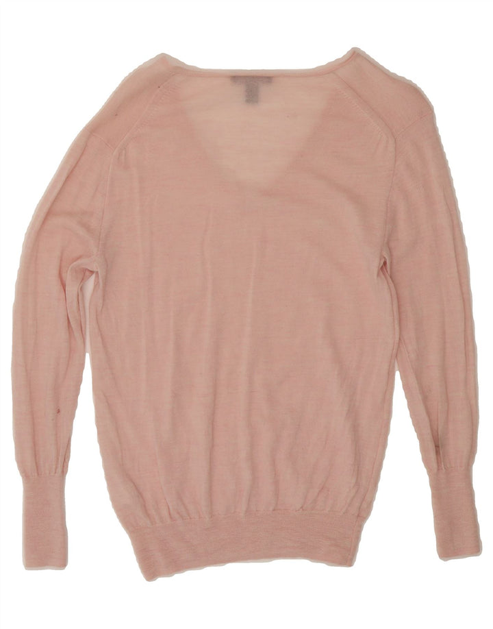 J. CREW Womens V-Neck Jumper Sweater UK 10 Small Pink Wool Vintage J. Crew and Second-Hand J. Crew from Messina Hembry 