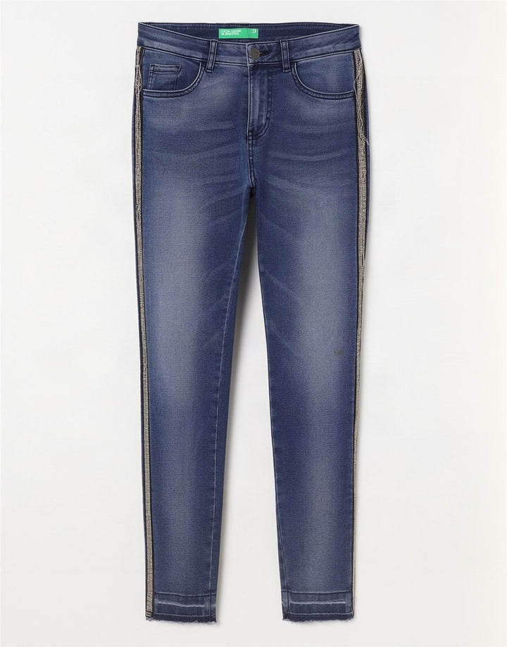 Benetton Dame Skinny Jeans W27 L27 Blå