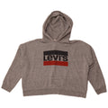 LEVI'S Womens Oversized Crop Hoodie Jumper UK 16 Large Grey Flecked