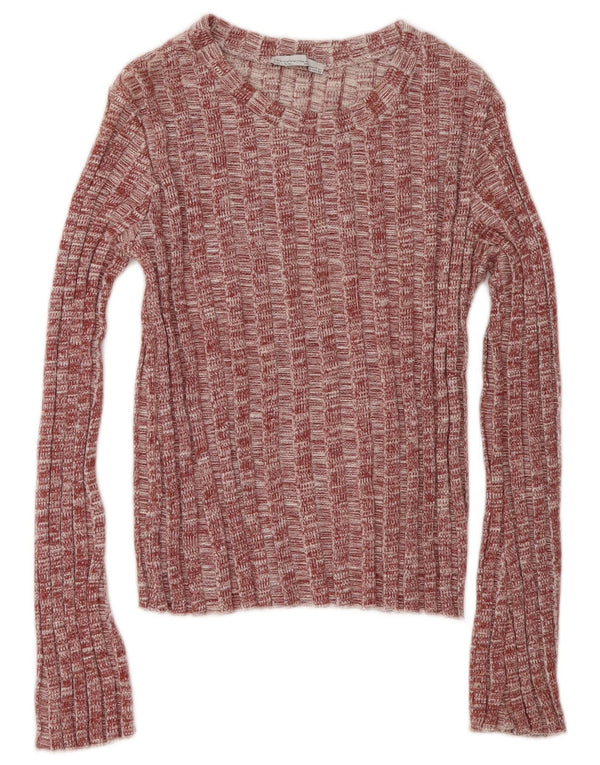 ZARA Womens Crop Jumper Sweater UK 12 Medium Burgundy Flecked