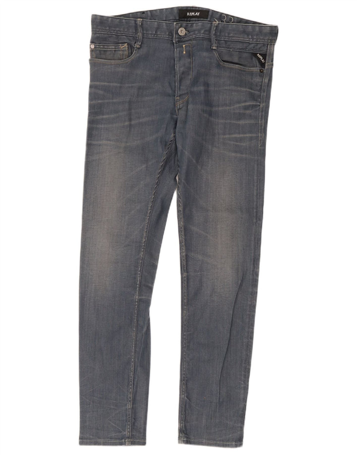 Replay Herre Slim Jeans W33 L32 Blå Bomuld