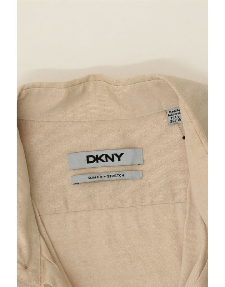 DKNY Mens Slim Fit Shirt Size 15 1/2 Medium Beige Vintage Dkny and Second-Hand Dkny from Messina Hembry 