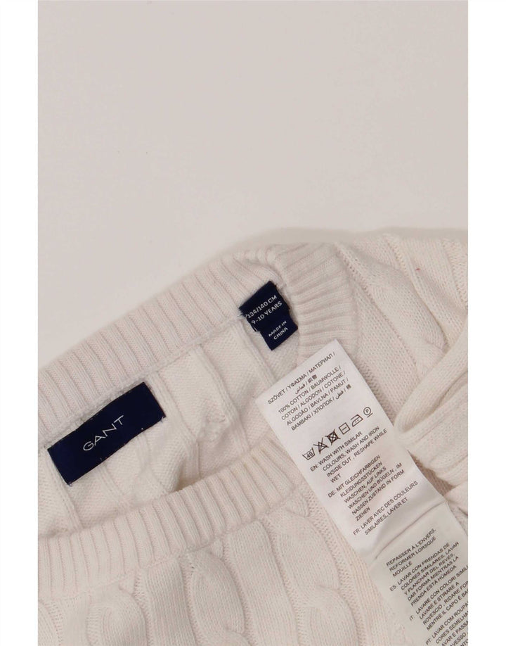 Gant Boys Boat Neck Jumper Sweater 9-10 År Hvid Bomuld