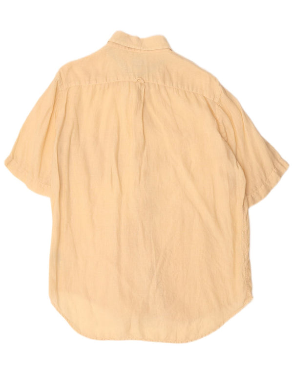 Henry Cottons Kortærmet Herreskjorte Størrelse 41 Medium Beige Linned