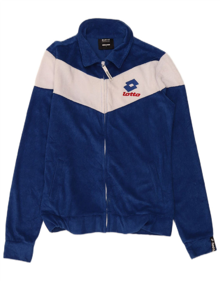 Lotto Womens Velvet Tracksuit Top Jacket UK 14 Medium Blue Colourblock