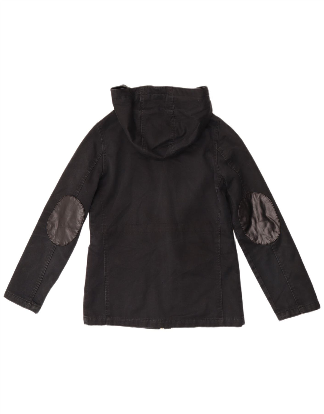 Topshop Dame Hooded Bomber Jacket UK 8 Small Black Bomuld