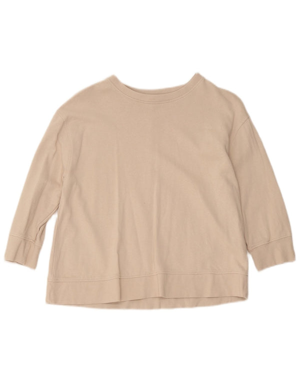 Zara Womens 3/4 Sleeve Sweatshirt Jumper UK 10 Small Beige