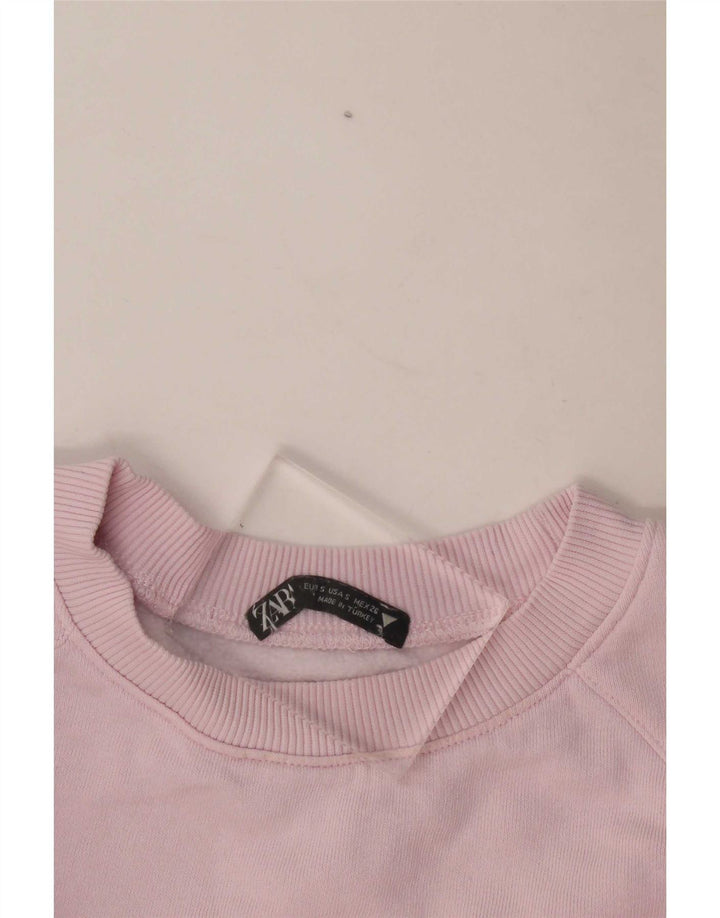 Zara Womens Crop Oversized Sweatshirt Jumper UK 10 Small Pink