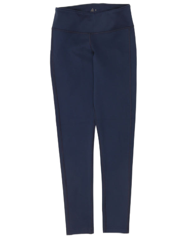 REEBOK Womens Leggings UK 8/10 Small Navy Blue Polyester