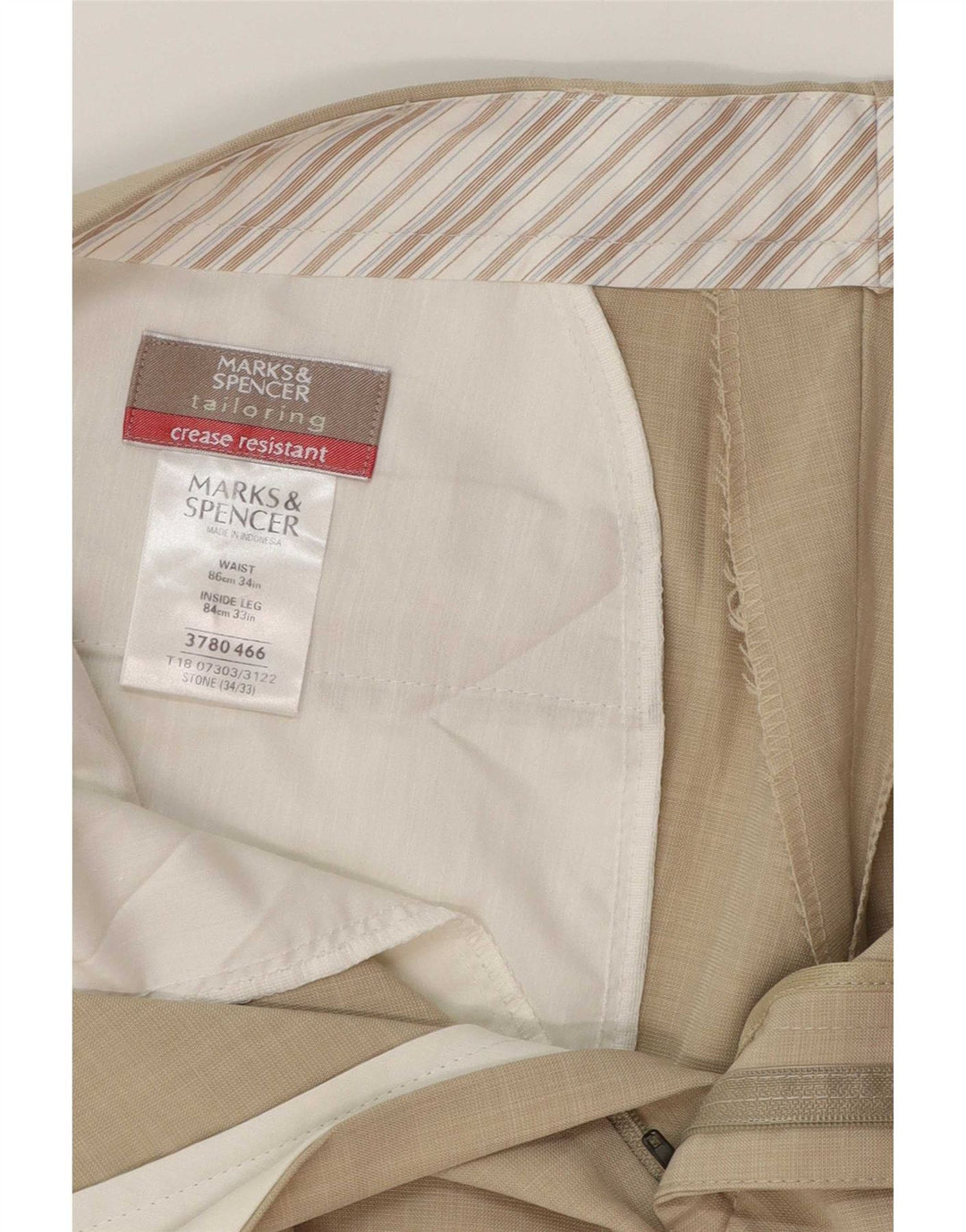 Marks & Spencer Straight Suit Bukser til mænd W34 L28 Beige Polyester