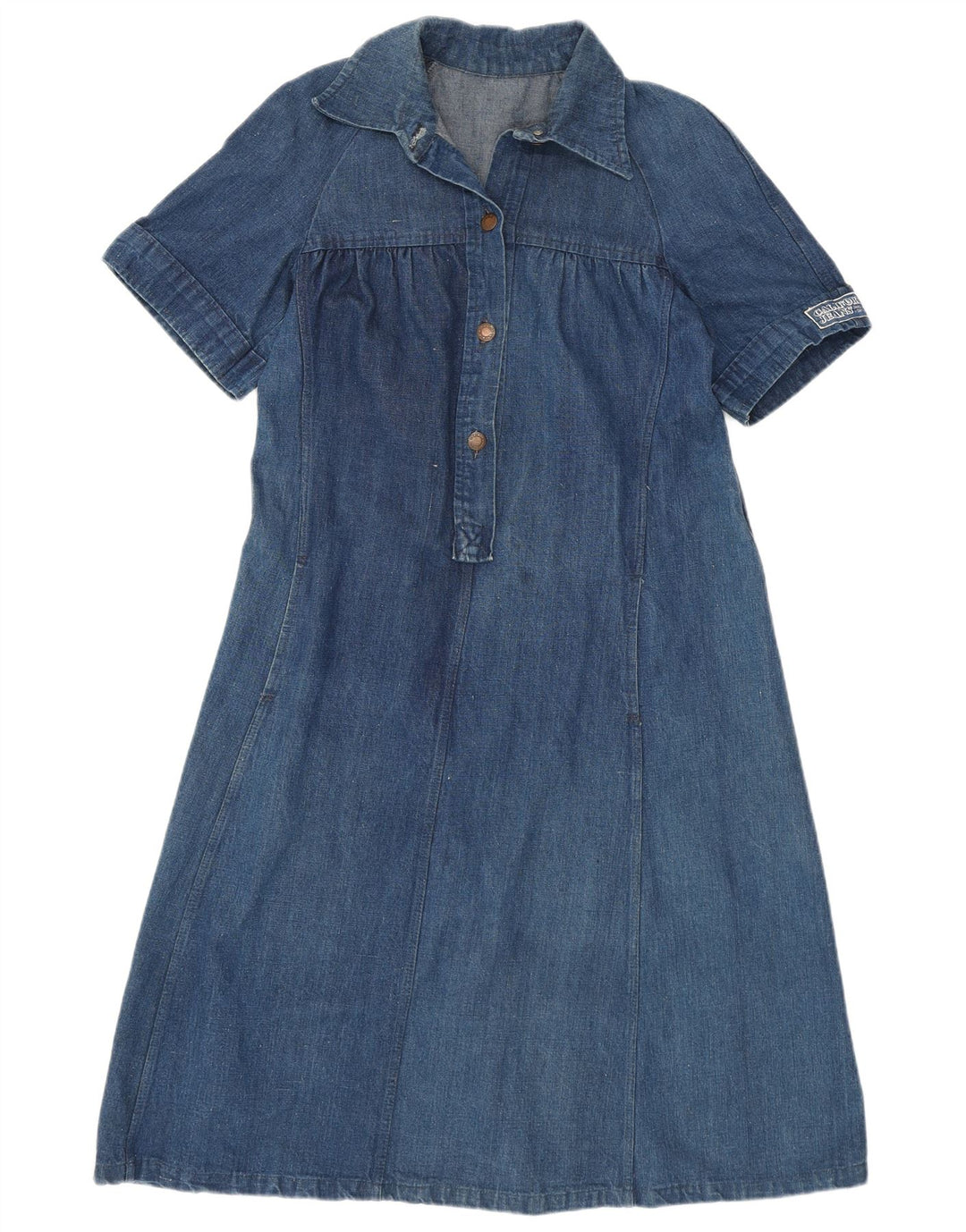 VINTAGE Dame Denim Kjole UK 12 Medium Blue