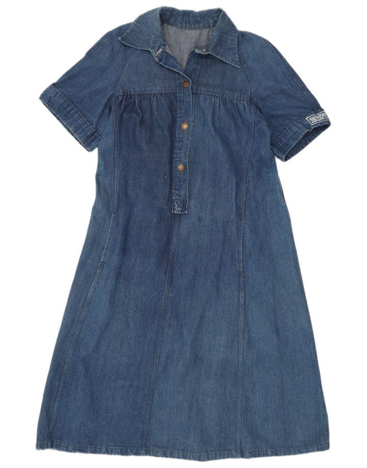 VINTAGE Dame Denim Kjole UK 12 Medium Blue