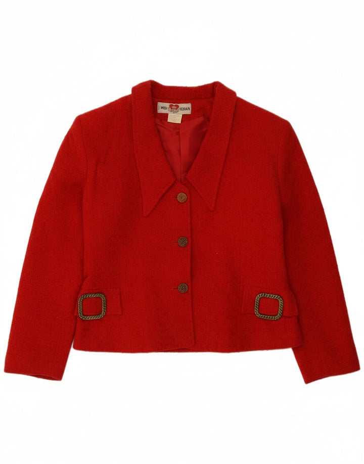 VINTAGE Womens 3 Button Blazer Jacket UK 14 Medium Red