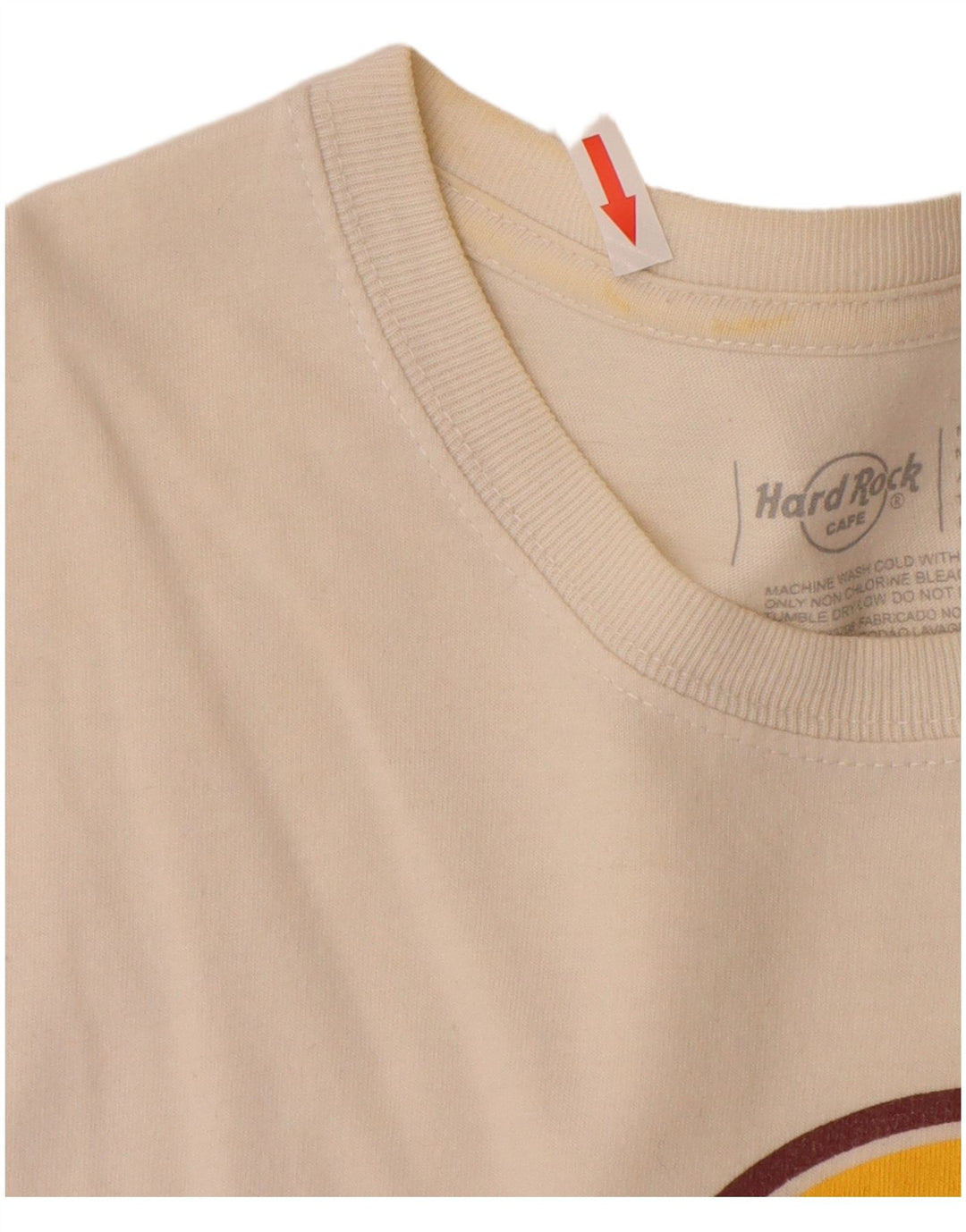 Hard Rock Cafe Herre Lisboa Grafisk T-shirt Top Medium Off White Bomuld