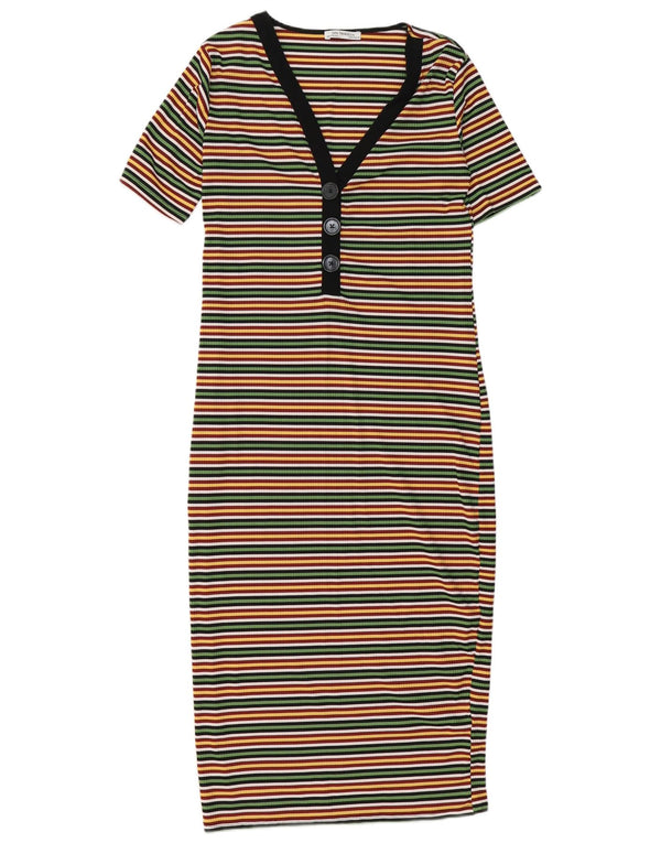 Zara Dame Trafaluc T-Shirt Dress UK 10 Small Multicolored Striped
