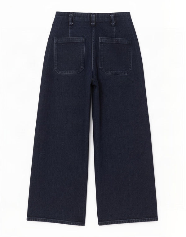 Zara Dame Jeans med brede ben EU 36 XS W26 L23 Marineblå