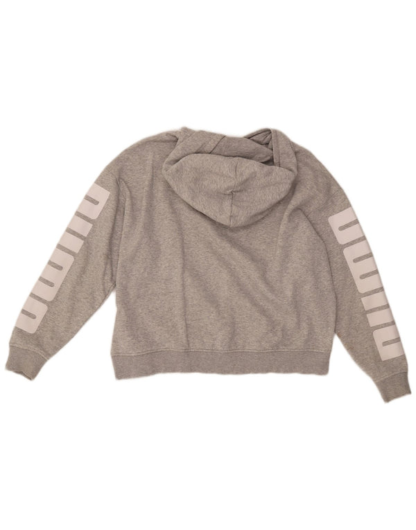 PUMA Graphic Oversized Hoodie Jumper UK 16 Stor Grå Bomuld