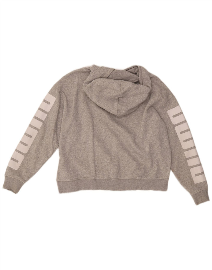 PUMA Graphic Oversized Hoodie Jumper UK 16 Stor Grå Bomuld