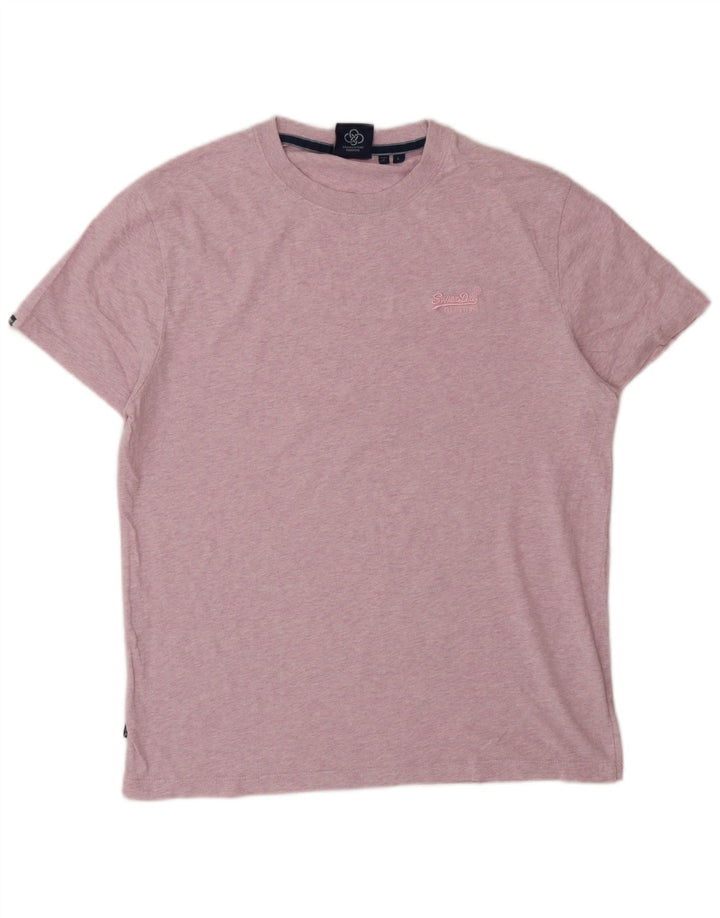 SUPERDRY Herre T-Shirt Top Stor Pink Bomuld