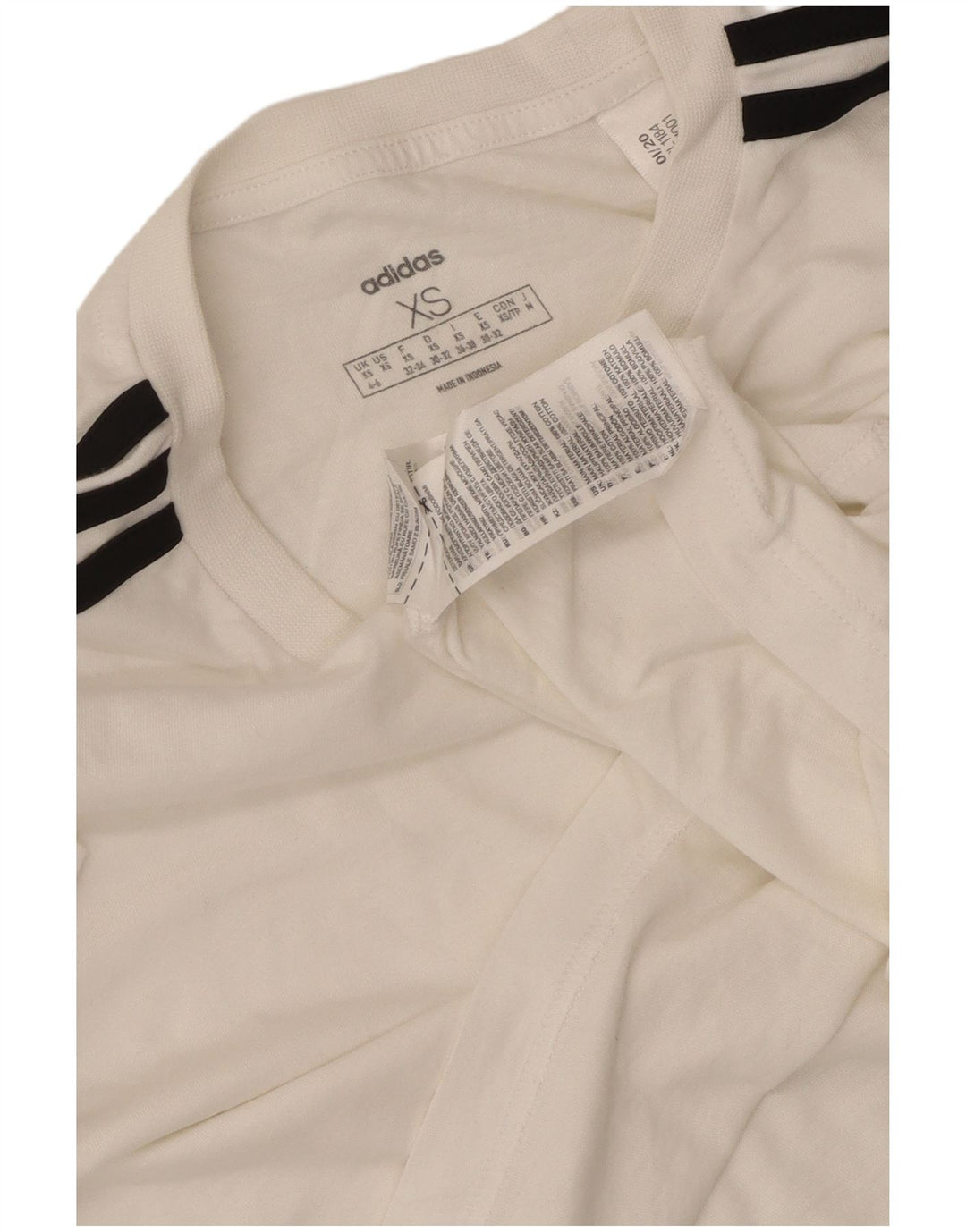 ADIDAS Womens Crop Oversized T-Shirt Top UK 4/6 XS Hvid Bomuld