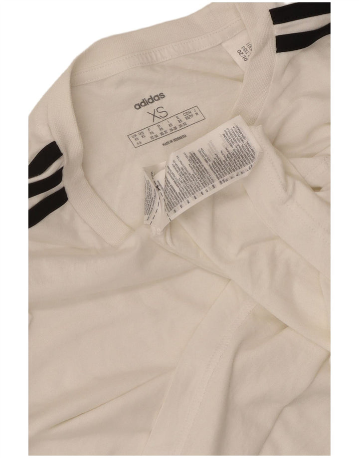 ADIDAS Womens Crop Oversized T-Shirt Top UK 4/6 XS Hvid Bomuld