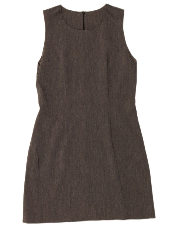 Vintage Kvinders Ærmeløs Skede Kjole IT 42 Medium Grey Viscose