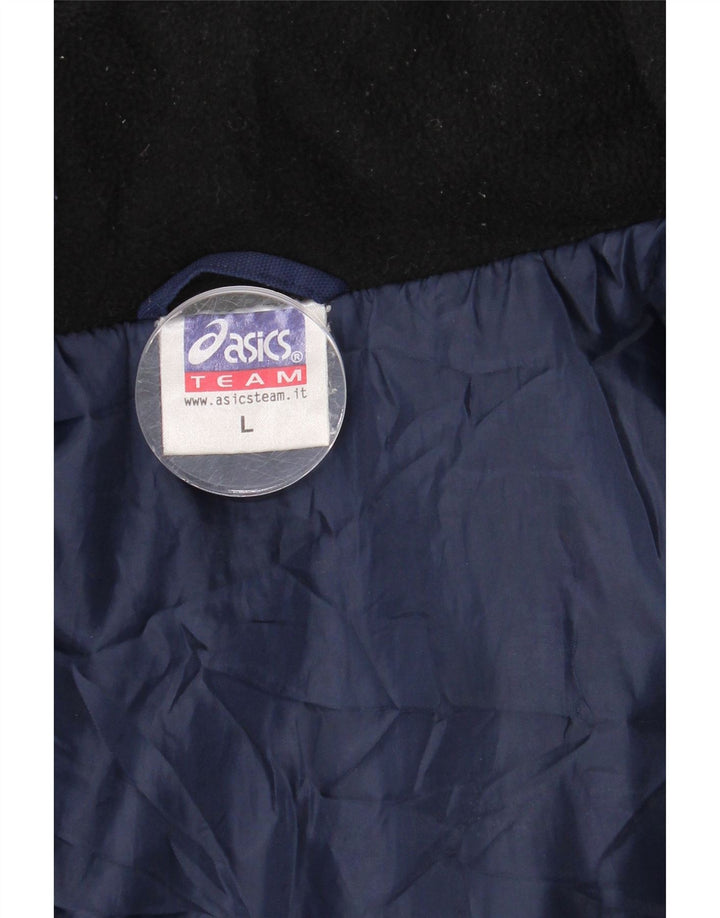 Asics Herre Windbreaker Jacket UK 40 Large Navy Blue Colourblock Nylon