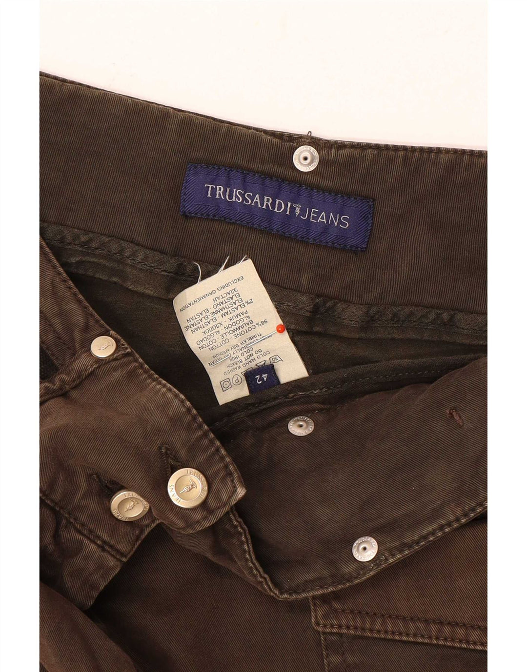Trussardi Dame Denim Nederdel IT 42 Medium W28 Brun Bomuld