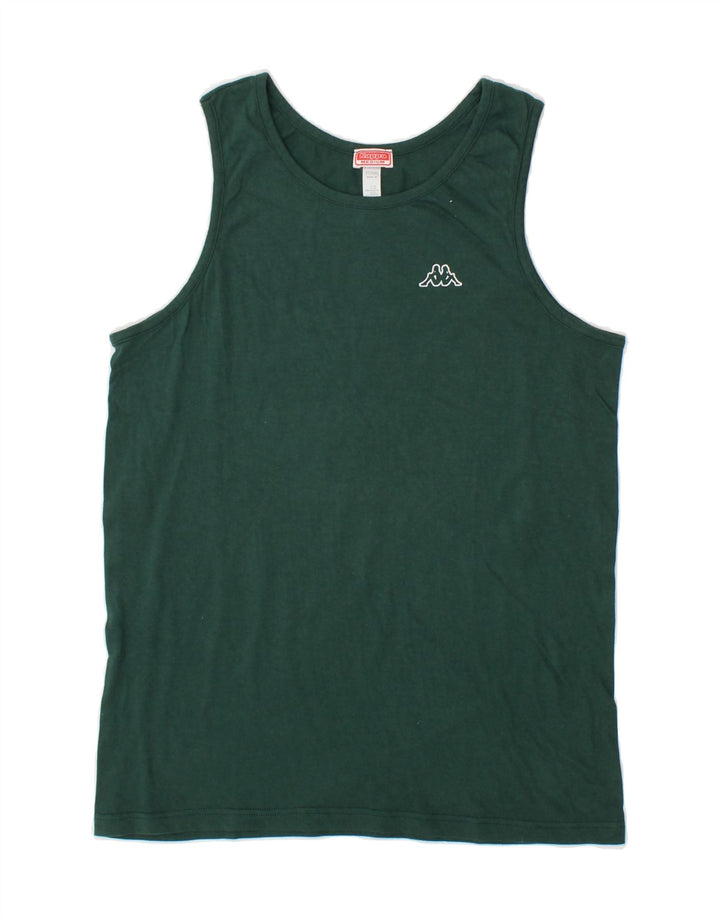 KAPPA Womens Vest Top UK 12 Medium Green Cotton Vintage Kappa and Second-Hand Kappa from Messina Hembry 