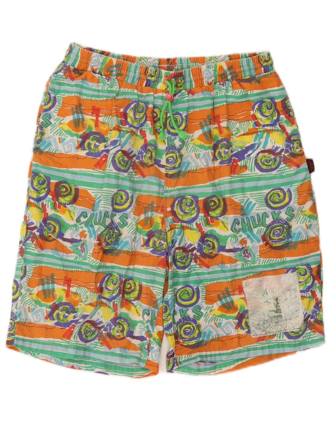 CONVERSE Mens Graphic Swimming Shorts Large  Multicoloured Geometric Beach