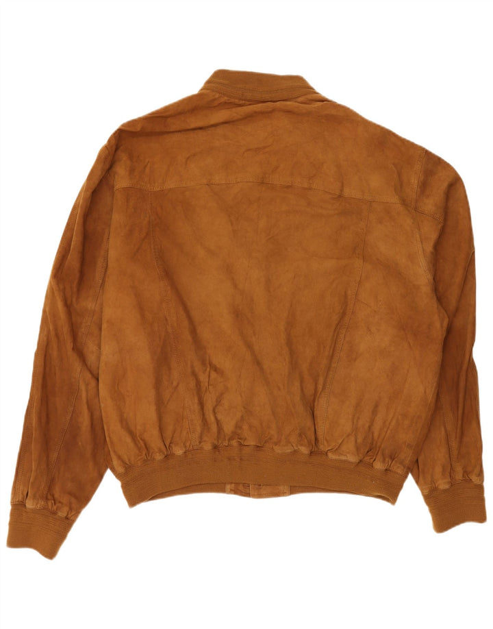 VINTAGE herre ruskind bomberjakke IT 58 4XL brunt læder