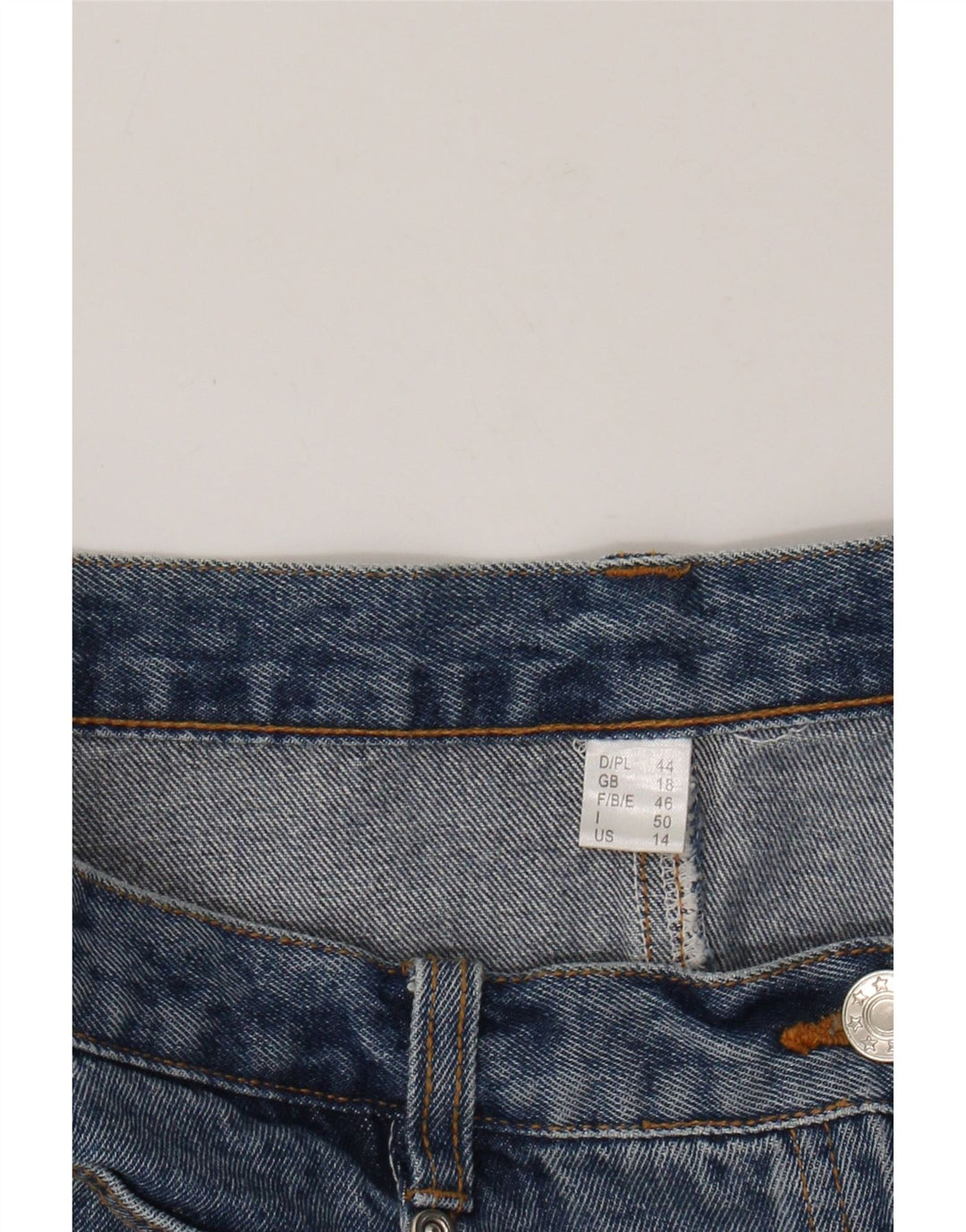 VINTAGE Dame højtaljet denimnederdel UK 18 XL W32 Blå