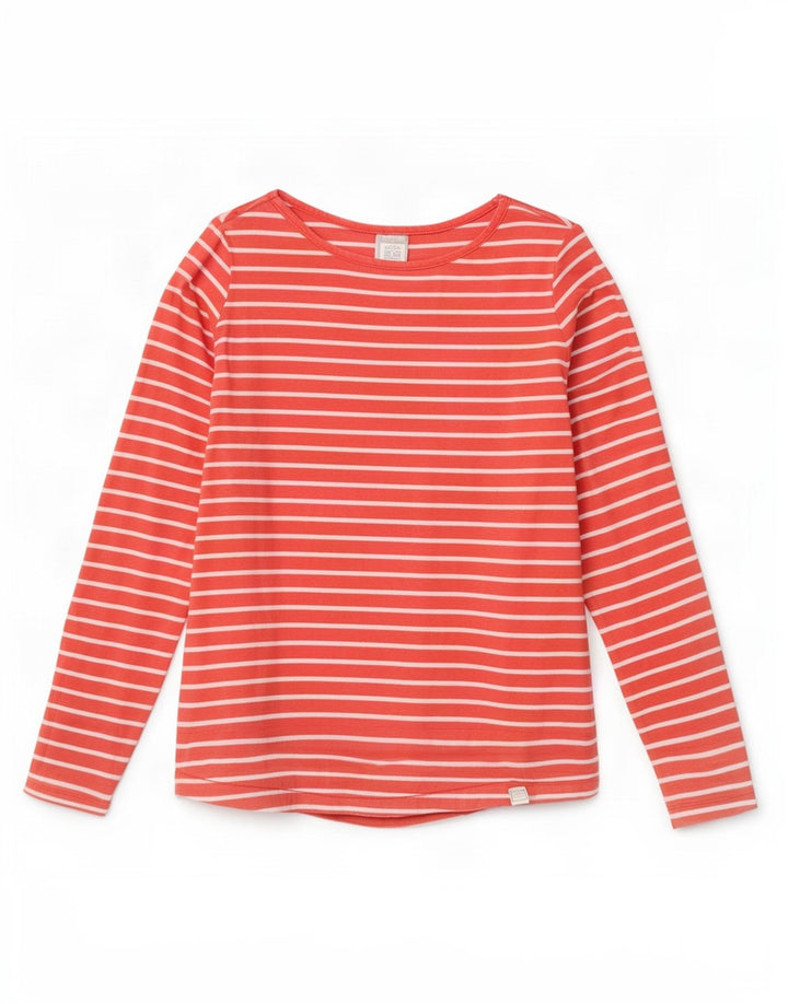 Fat Face Dame Top Langærmet UK 12 Medium Orange Stribet Bomuld