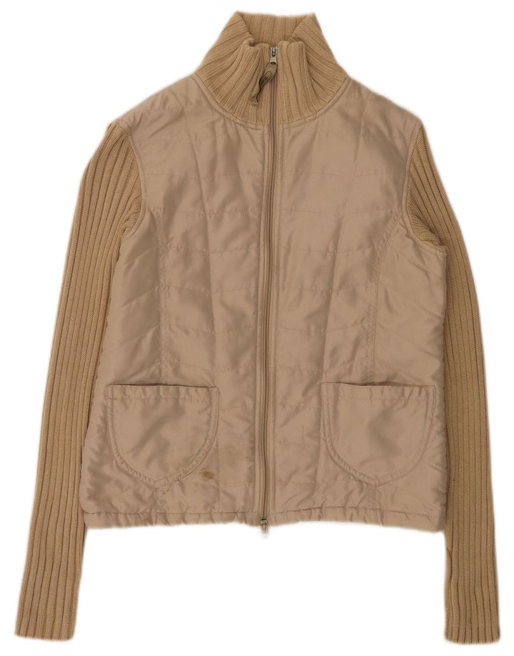 Vintage bomberjakke til kvinder EU 36 lille beige polyester