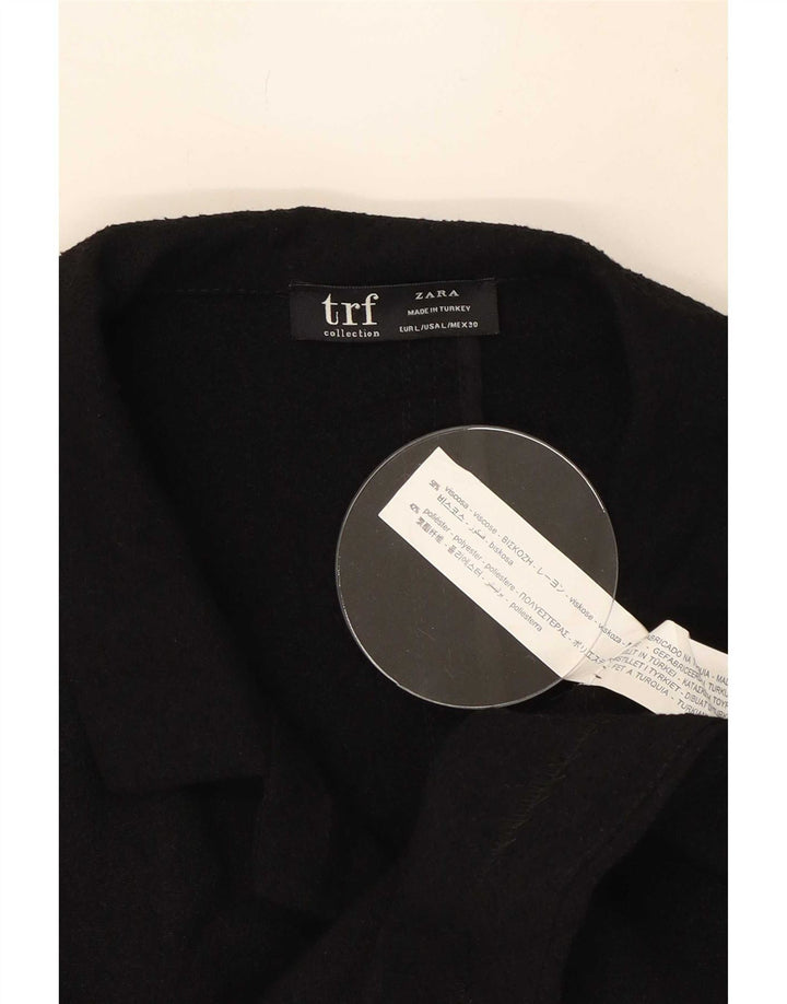 Zara Dame Kortærmet Bolero Jacket UK 16 Stor Sort Viscose