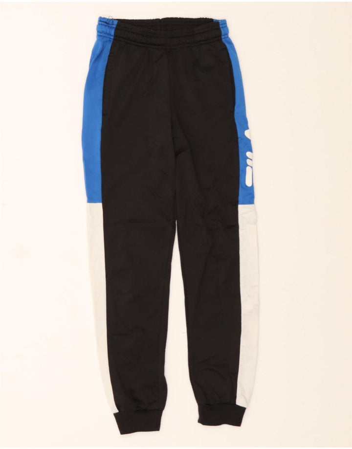 FILA Boys Tracksuit Trousers Joggers 10-11 Years Medium Black Colourblock Vintage Fila and Second-Hand Fila from Messina Hembry 