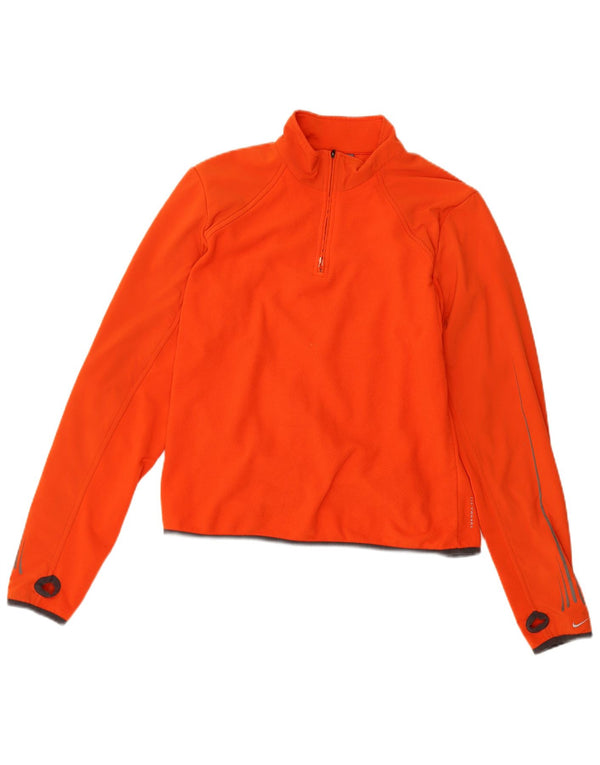 Nike Dame Therma-Fit Fleece Jumper med lynlås hals UK 16/18 XL Orange Polyester