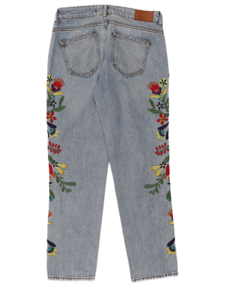 ZARA koniske jeans til kvinder EU 34 2XS W24 L26 Blå blomster
