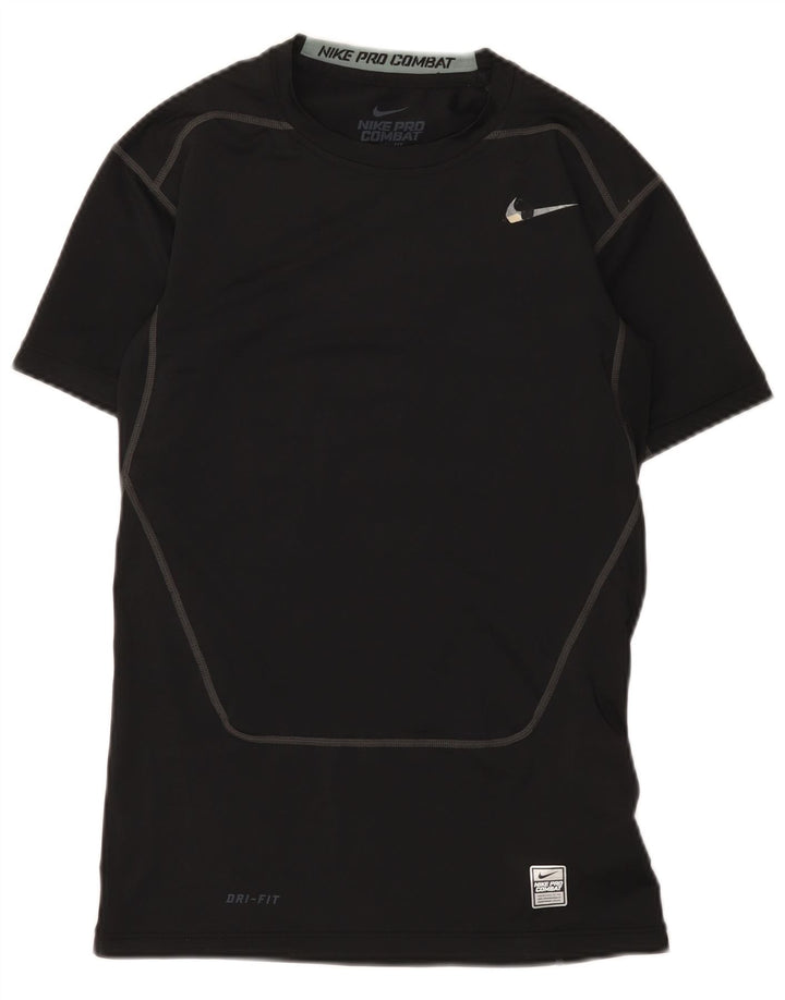 Nike Dame Dri Fit Grafisk T-Shirt Top UK 16 Stor Sort Polyester
