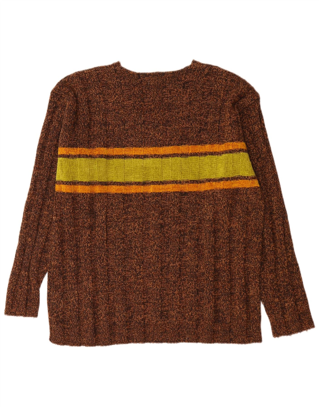 Vintage Herre V-hals sweater Stor Brun Colourblock Uld
