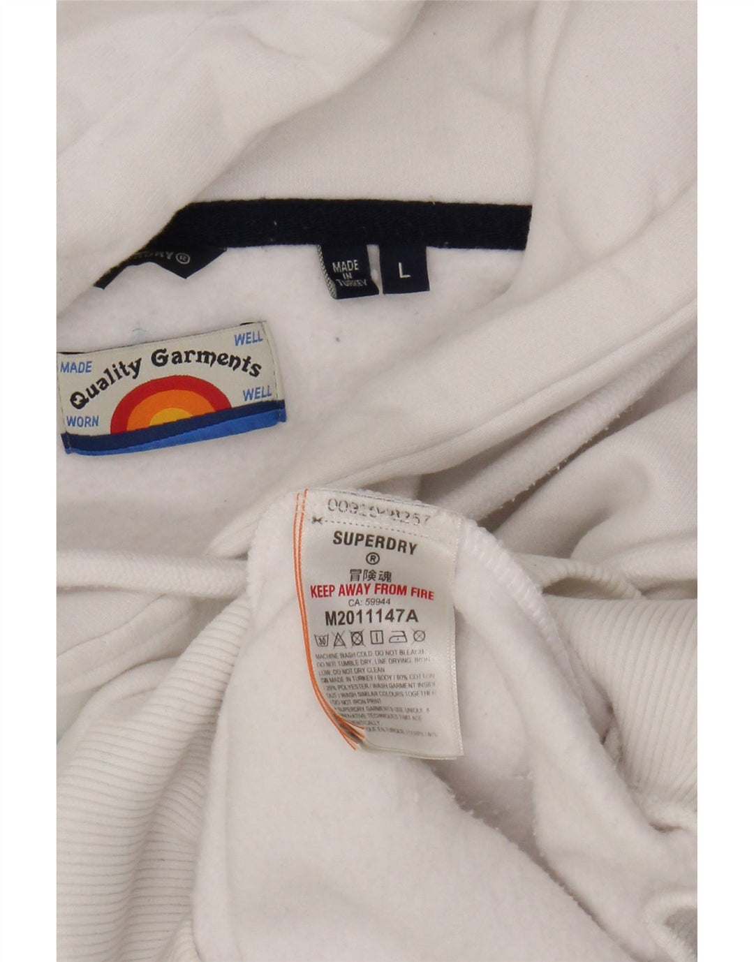 Superdry Grafisk hættetrøje til mænd, stor hvid bomuld
