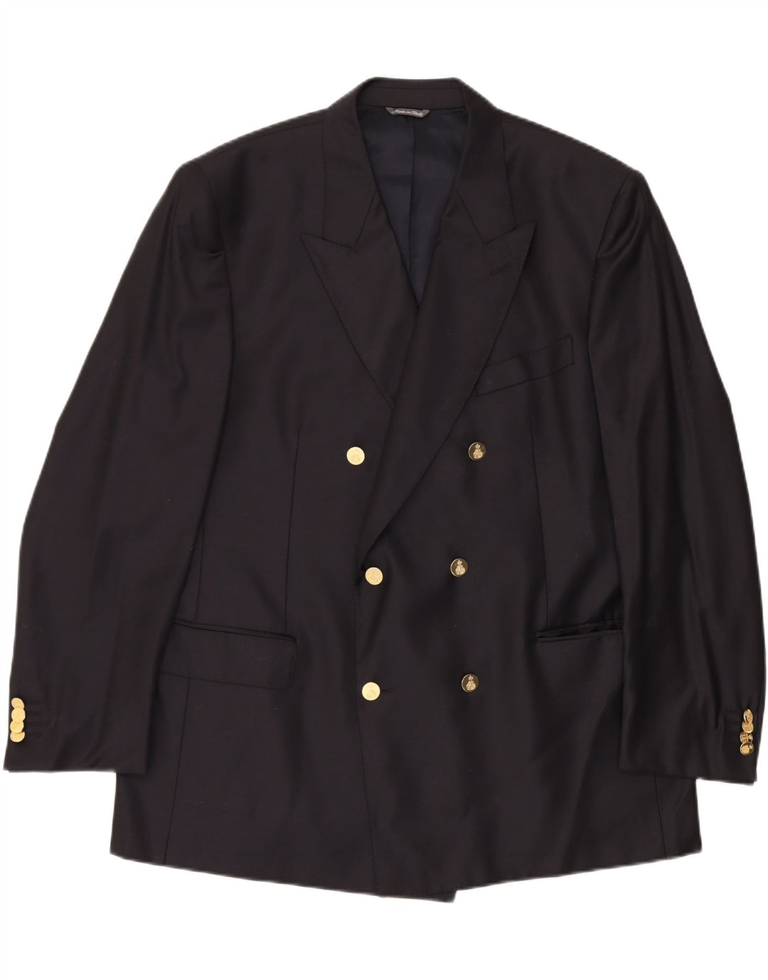 VINTAGE Dobbeltradet blazerjakke til mænd UK 40 Large Navy Blue