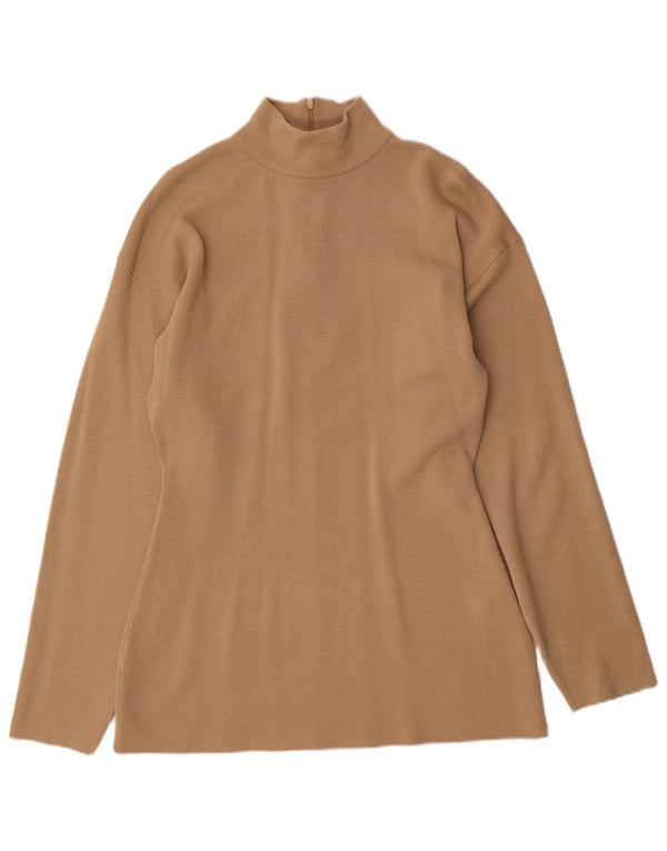 Zara Dame Top Langærmet UK 14 Stor Brun Viscose