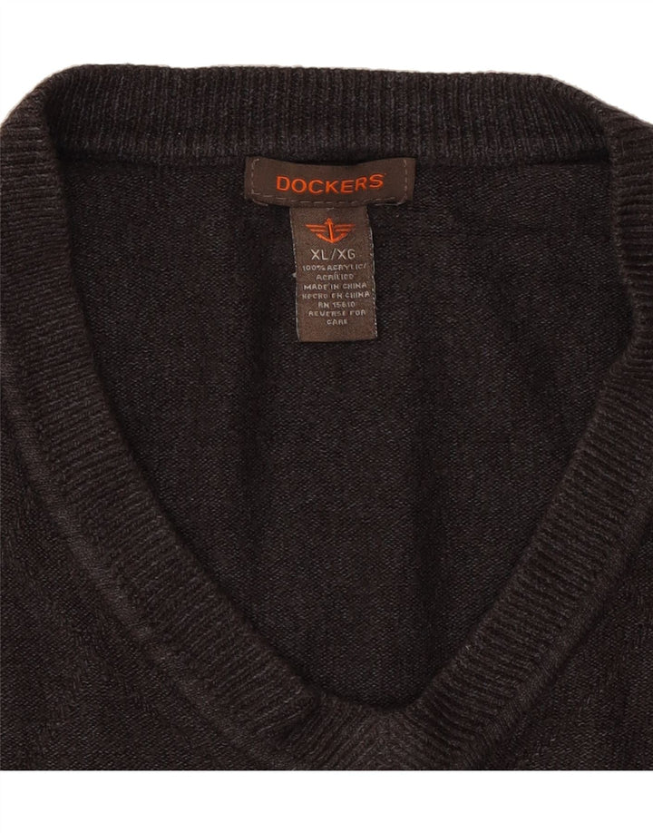 DOCKERS Mens V-Neck Jumper Sweater XL Black Acrylic Vintage Dockers and Second-Hand Dockers from Messina Hembry 