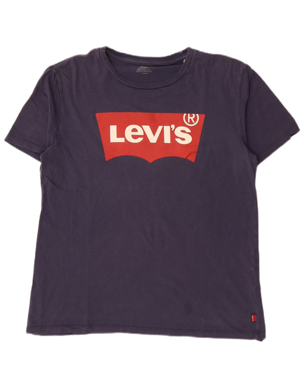 Levi's Womens Graphic T-Shirt Top UK 18 XL Navy Blue