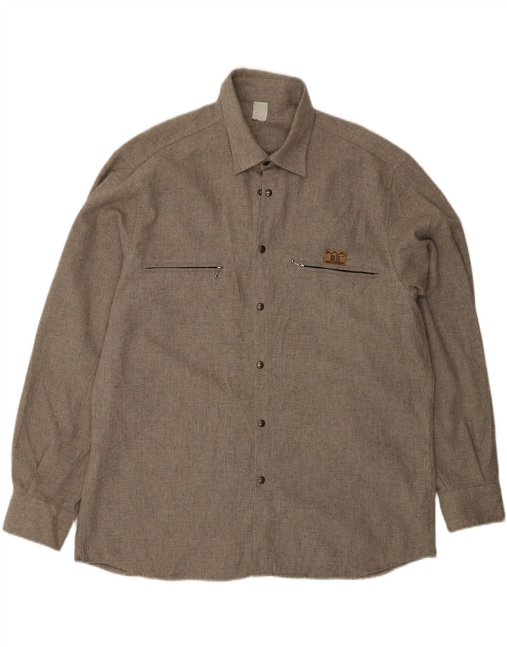 VINTAGE Mens Overshirt Shirt XL Brown