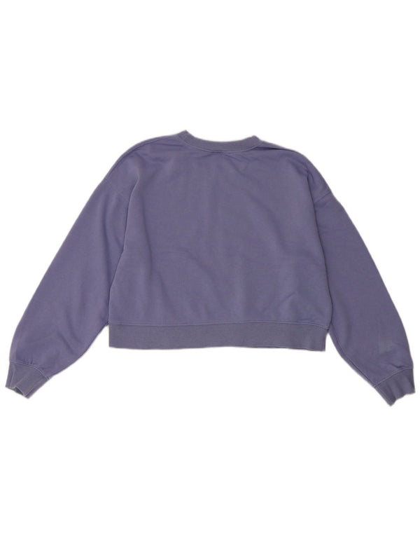 Zara Womens Crop Sweatshirt Jumper UK 12 Medium Lilla Bomuld