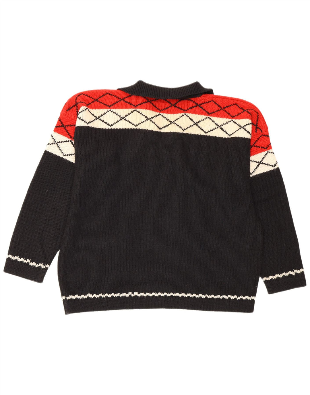 Vintage Dame Polo Neck Jumper Sweater IT 40 Lille Sort Geometrisk