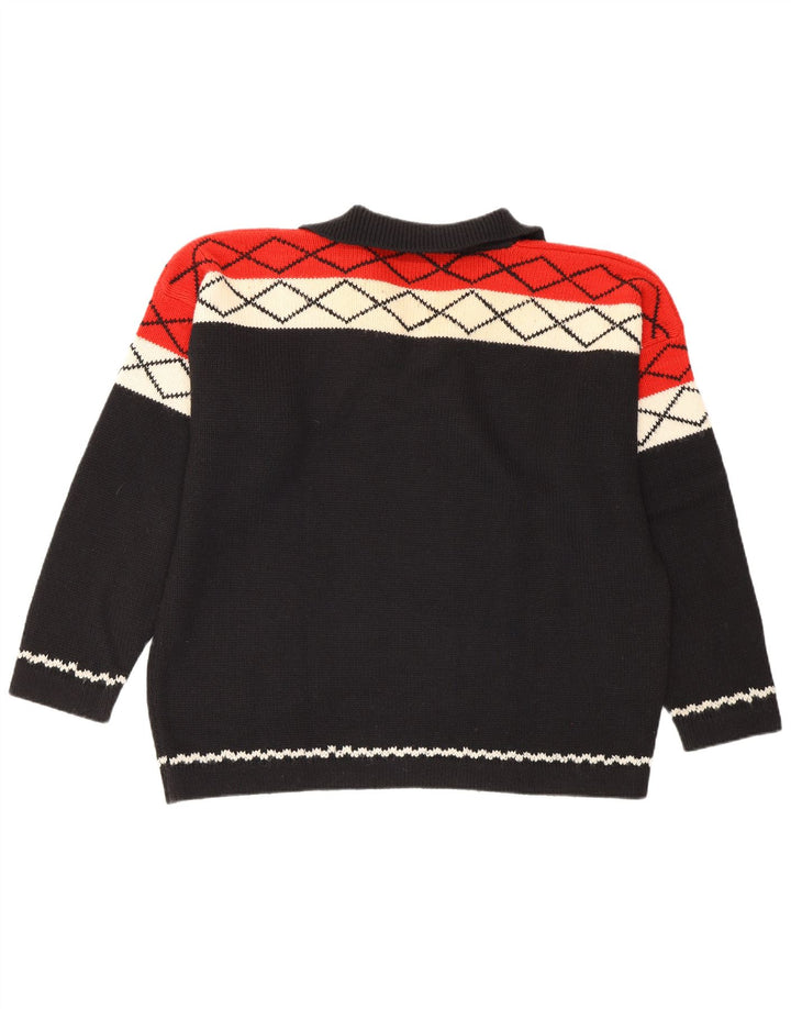 Vintage Dame Polo Neck Jumper Sweater IT 40 Lille Sort Geometrisk