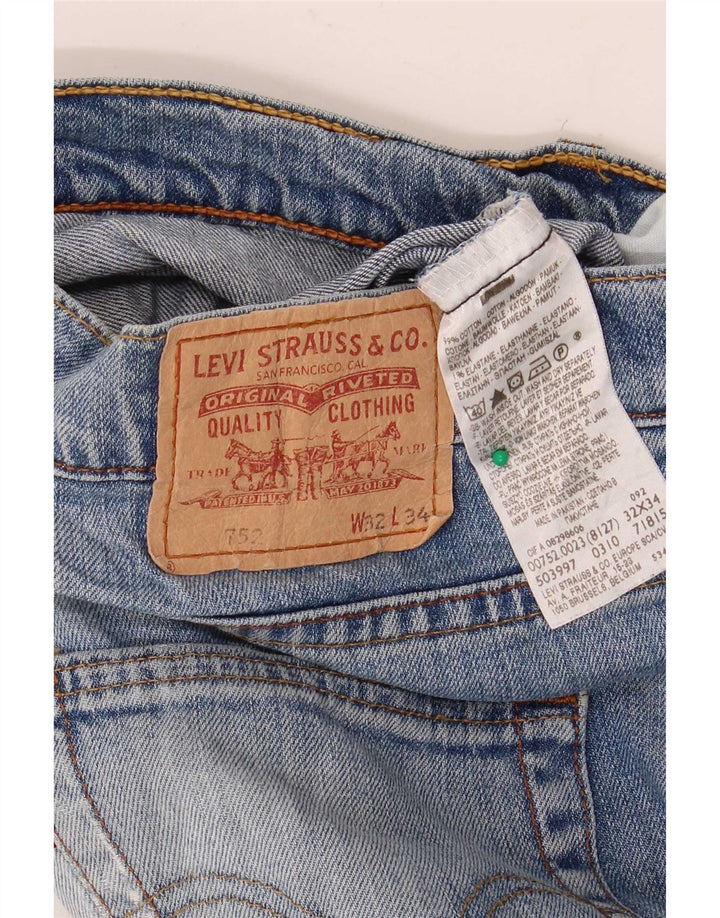 Levi's Herre 752 Straight Jeans W32 L30 Blå Bomuld